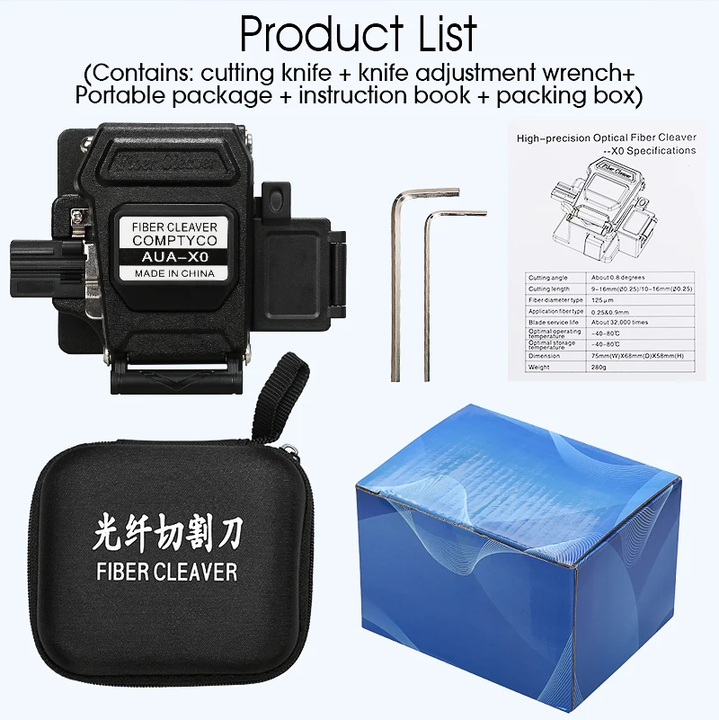 2021 New AUA-X0 High-precision Fiber Cleaver with Waste Fiber Box Fiber Optic Cable Cutter Fiber Fusion Splicer Cutter