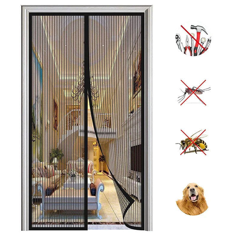 

2021 New Magnetic Screen Door Curtain Anti-Mosquito Net Fly Insect Screen Mesh Automatic Closing Custom Size Easy Installation