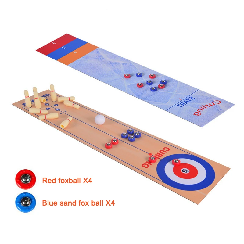 

Shuffleboard and Curling 3 in 1 Board Game Mini Table Top Bowling Game Set Great for Family Fun C44