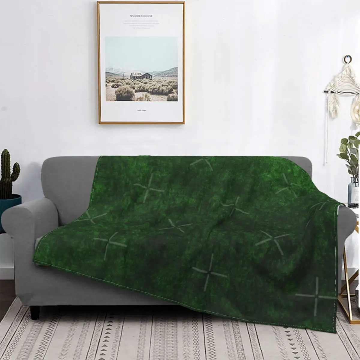 

Manta de terciopelo con textura de hierba verde esmeralda, colcha a cuadros para cama, sofá, manta de playa Kawaii a cuadros en