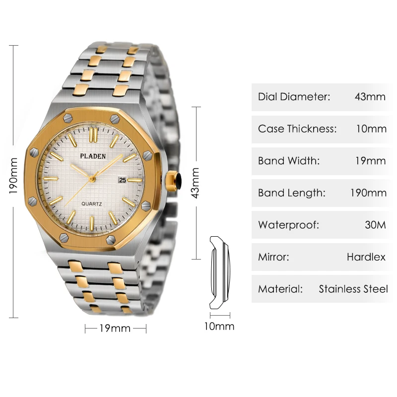 top brand men watch 2020 new pladen high quality waterproof sport watches for male fashion stainless steel strap clock hot gift free global shipping