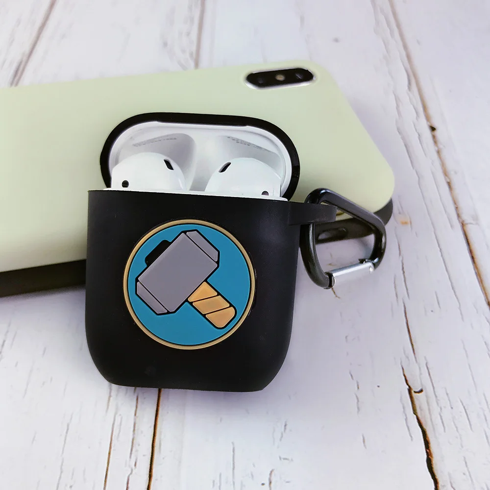 EJTBLK3D035 Классные мягкие силиконовые чехлы для Apple AirPods с Бэтменом из Мстителей, 2 кожаные чехлы для наушников, Bluetooth Air Pods, Защитные чехлы для наушников - Цвет: EJTBLK3D035