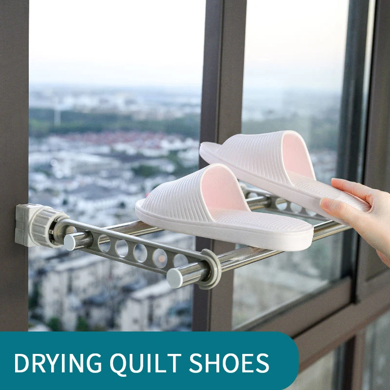 

Multifunctional 8 Hole Clothes Hanging Drying Portable Foldable Indoor Balcony Organizer Window Frame Hanger Home Storage Rack