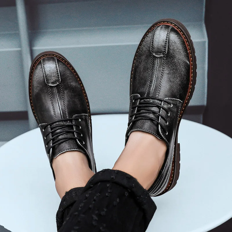 

Мужская обувь для отдыха на плоской подошве; Повседневные кожаные ботинки мужские модная обувь из дышащего материала; Мужские кроссовки; Му...