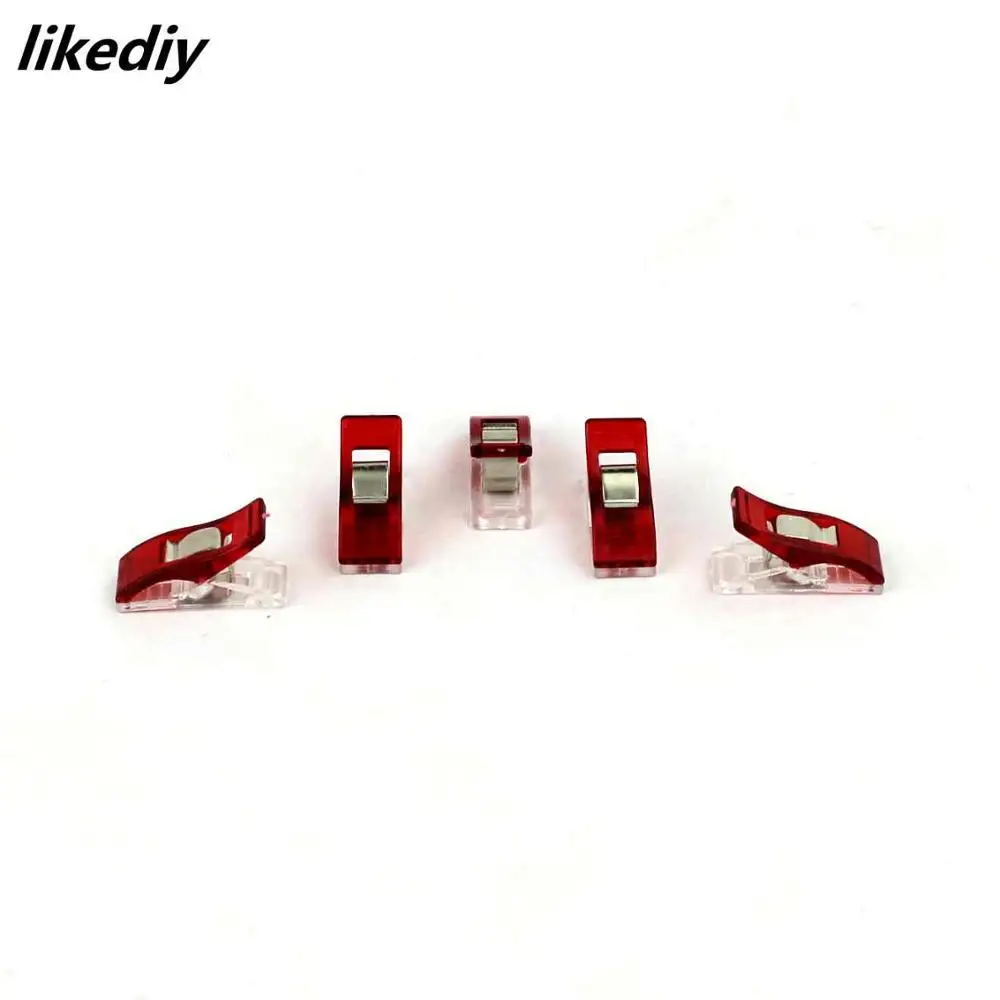 100 pcs/lot 2.7*1 cm red PVC plastic clips for patchwork sewing DIY crafts One-sided patch clip with scale fixed | Багаж и сумки