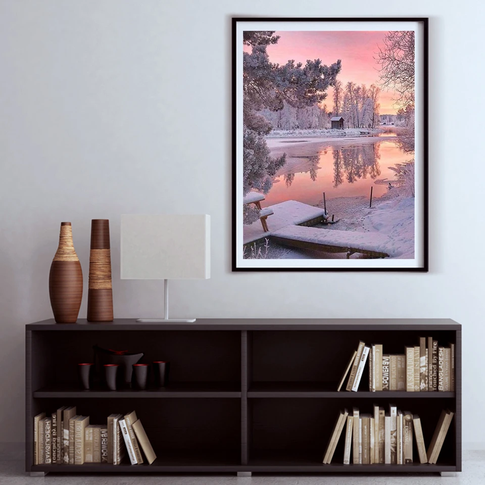 AZQSD 5D DIY Diamond Painting Winter Landscape Cross Stitch Full Square Drill Handicraft Embroidery Home Decortion |