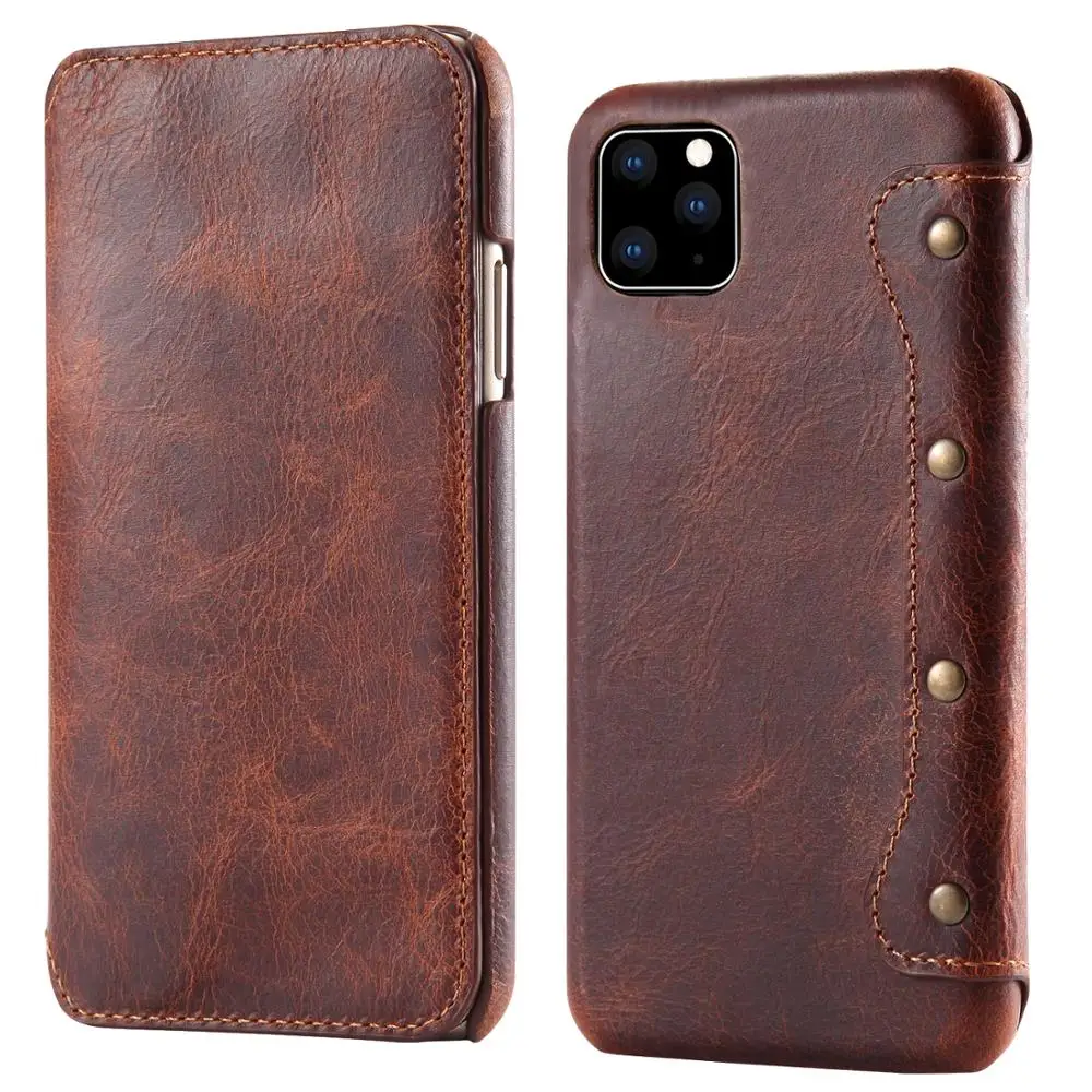 Роскошный чехол из натуральной кожи с масляным воском для iphone 11 iphone6s 7 8 Plus XR XS Max