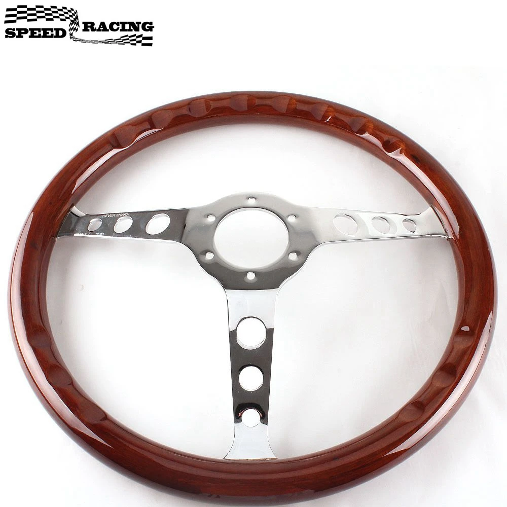 

380mm 15" Inch Steering Wheel with Horn Button Kit Universal Copy wood Aluminum Car Auto Racing Sport Steering Wheel Accessories