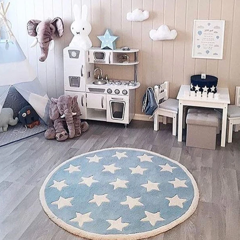 

Коврик со звездами Tapete Infantil, Круглый скандинавский хлопковый напольный коврик, коврик со звездами s, детский вигвам