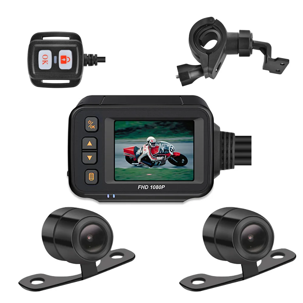

2021 мотоциклетная камера HD 720P с двумя объективами, видеорегистратор, видеорегистратор для вождения, водонепроницаемый видеорегистратор с н...