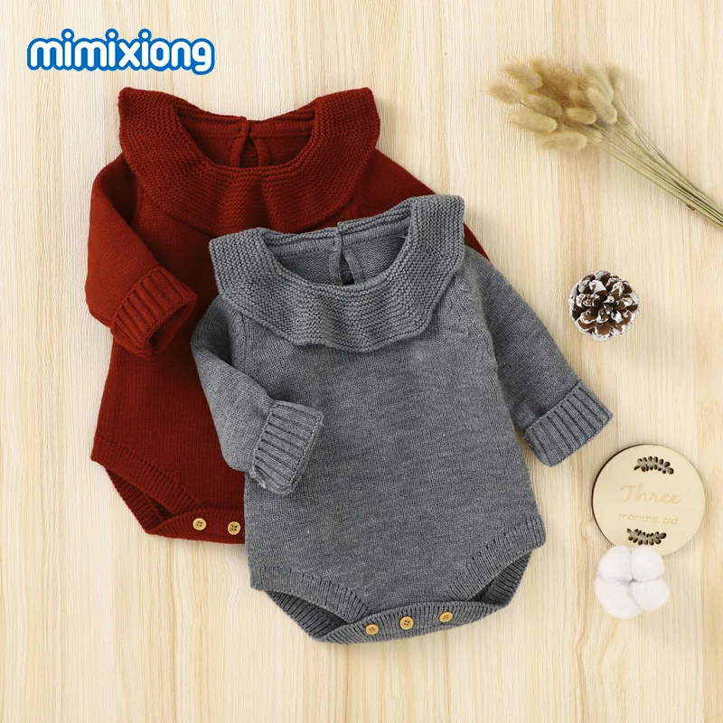 

Baby Bodysuits Clothes Cute Solid Knitted Newborn Infant Bebes Girls Onesie Jumpsuits Tops Long Sleeve Toddler Children Knitwear