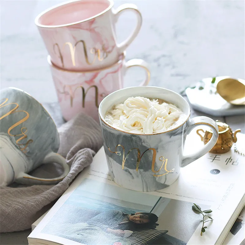 Роскошная кофейная кружка чашка для завтрака молока кофе чая Мраморная золотое