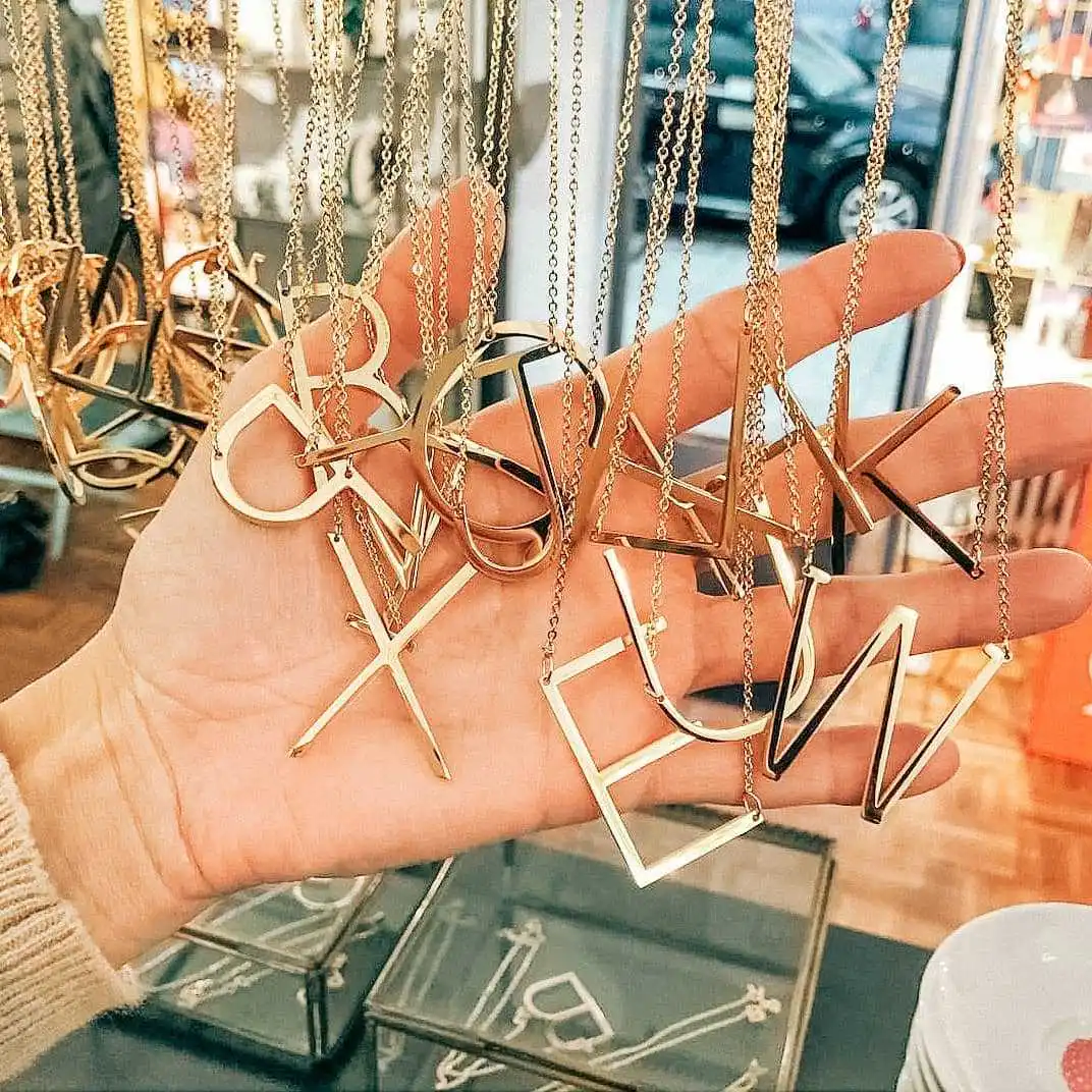 Новый минималистичный Золотой Розовый Серебряный цвет 26 A-Z письмо имя Инициалы