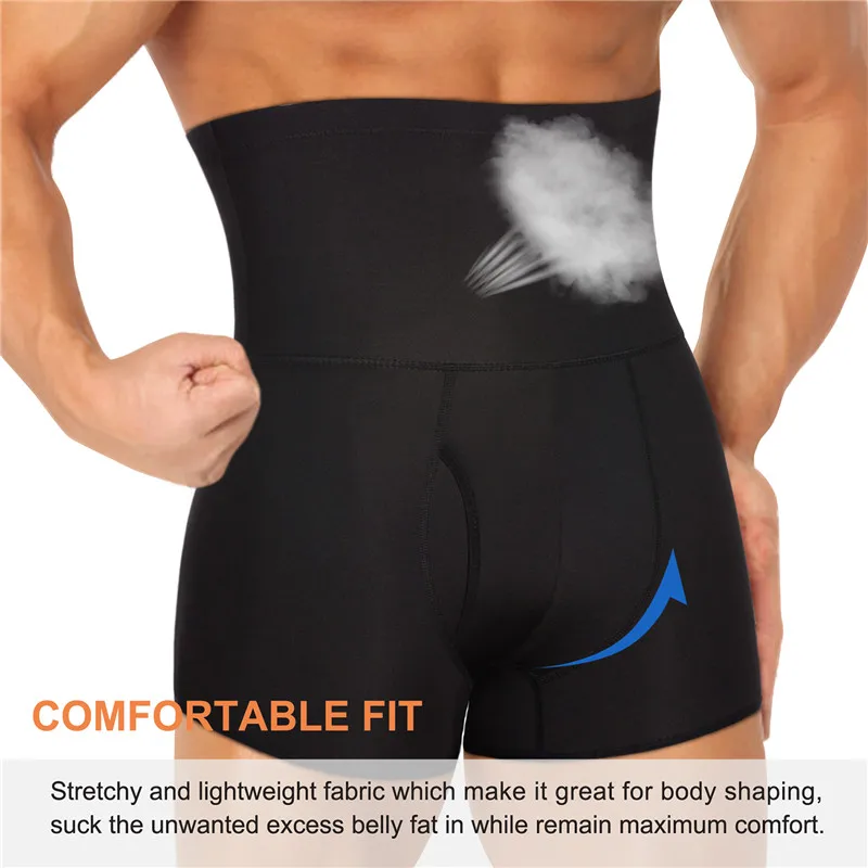 Junlan Men Boxer Briefs Open Fly High Waist Slimming Underwear Belly Girdle Body Shaper Tummy Control Shapewear Shorts | Мужская одежда