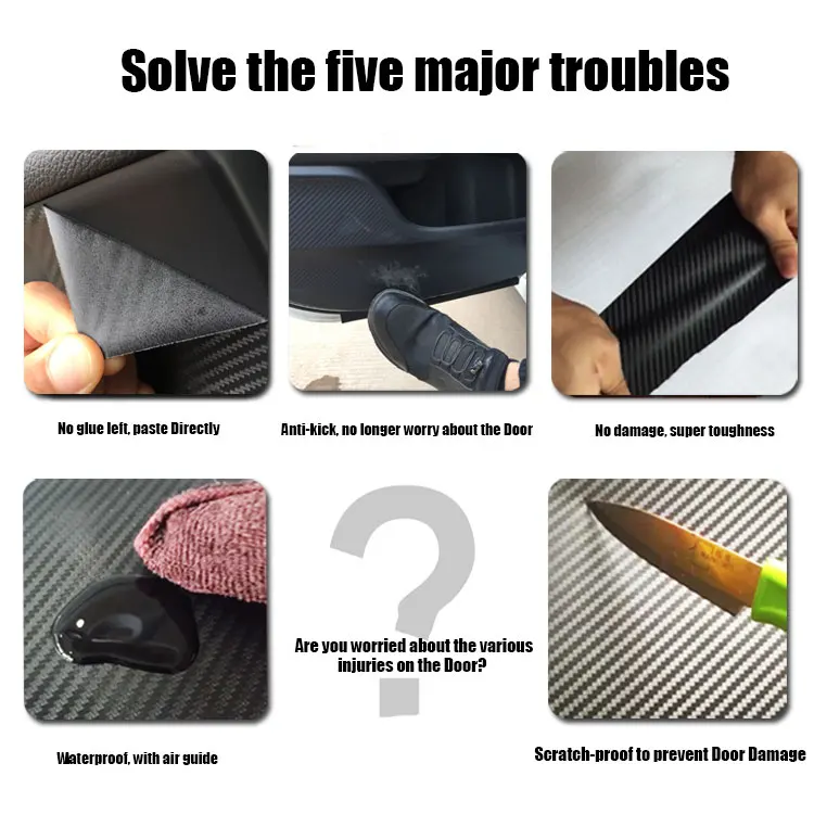 Для Tesla модель 3 четыре боковой двери анти-удар углеродного волокна шаблон стикер 4 шт