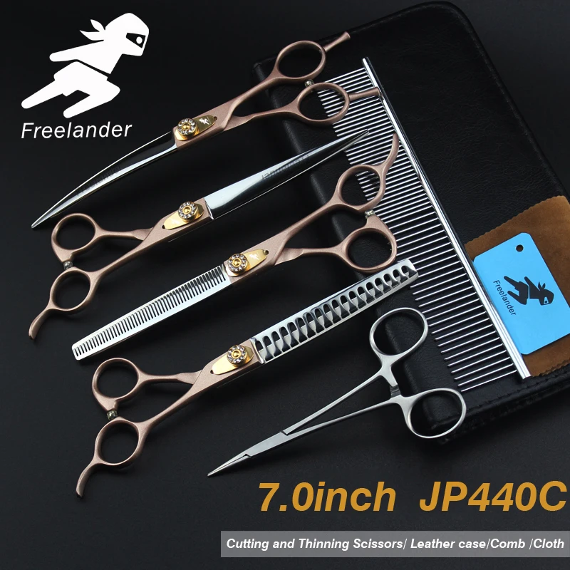 

7 inch pet hairdressing scissors set pink set high class pet scissors grooming kit