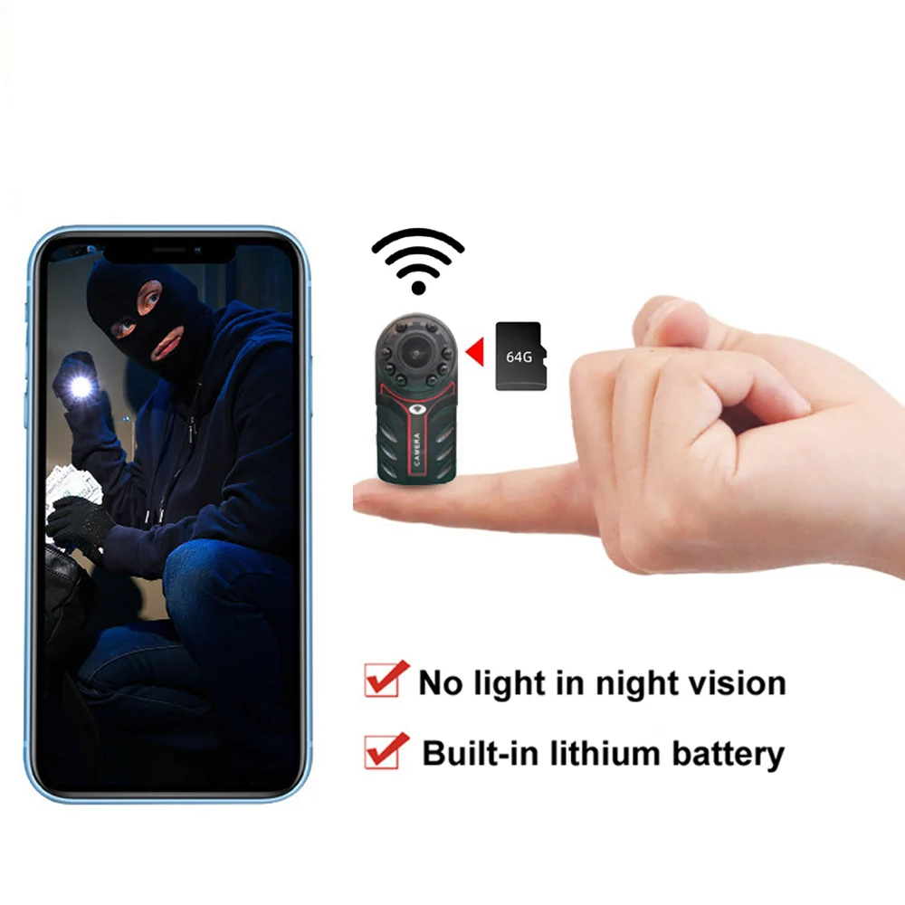 

Wireless WiFi Small Mini Camera Smart Home Security Surveillance Tiny Cam Indoor Night Vision Motion Detection Pet Baby Monitor