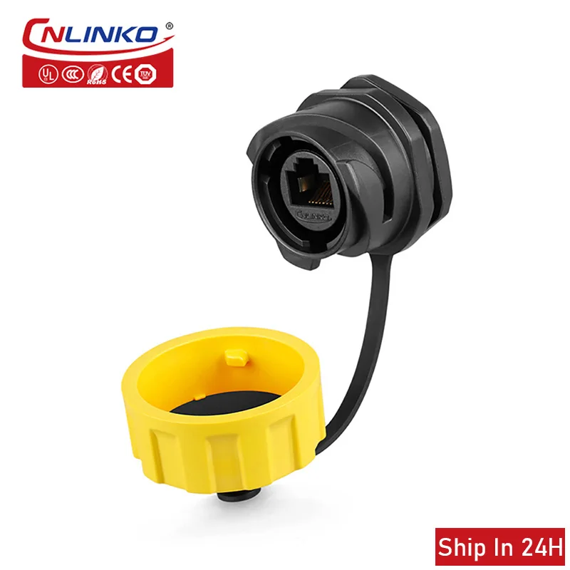 

Cnlinko YM24 waterproof industrial aviation connector RJ45 CAT5e can be used to install waterproof connectors on outdoor panels