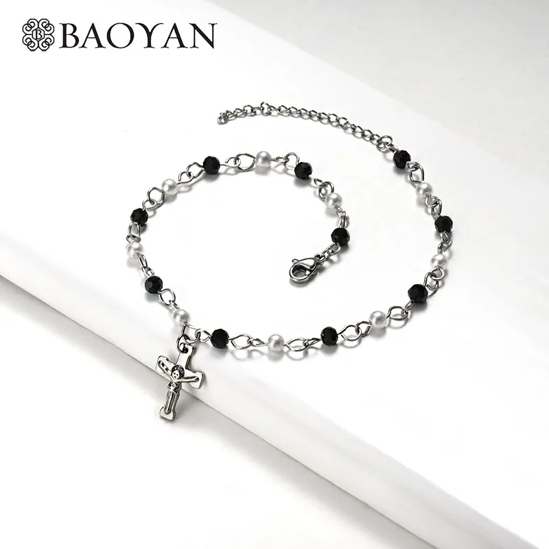 Женский браслет с подвеской Baoyan из нержавеющей стали серебряного цвета