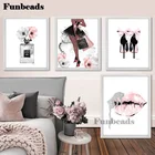 Алмазная живопись, вышивка крестиком, настенное искусство, женские духи, губы, в нордическом стиле, на высоких каблуках, алмазная живопись, вышивка, домашний декор FF4170