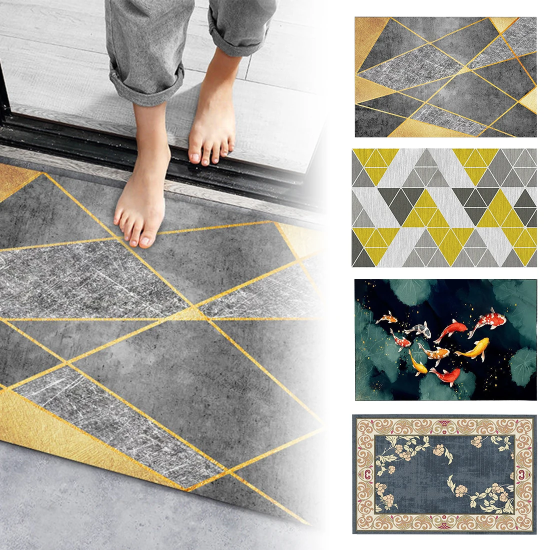 

Modern Geometric Printed Entrance door mat Anti slip Home Deco Floor mat in the bathroom Living room rug Kitchen carpets Toilet