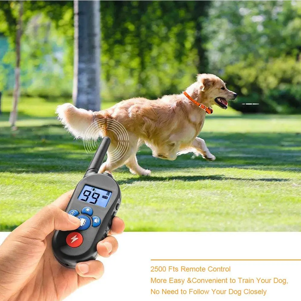 

Electric Pet Dog Training Collar Remote Control Rechargeable Dogs Deterrent Shock Collar Waterproof 800 Yard Stop Barking Device