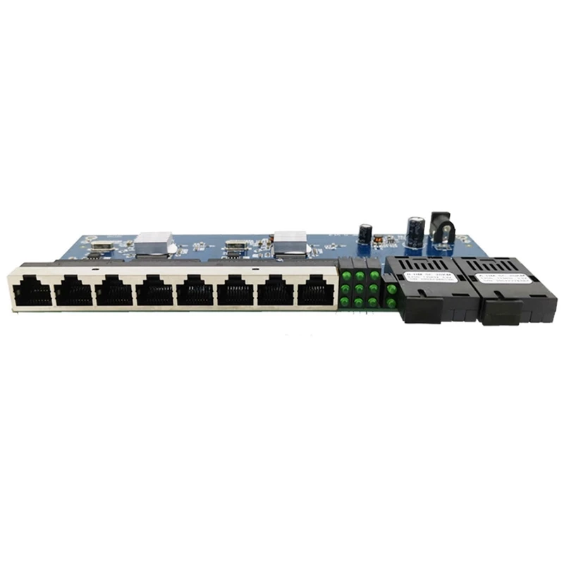 2G8E 8UTP RJ45 Gigabit Ethernet коммутатор волокна Порты и разъёмы Sс соединителю 8X10/100/1000 м PCBA
