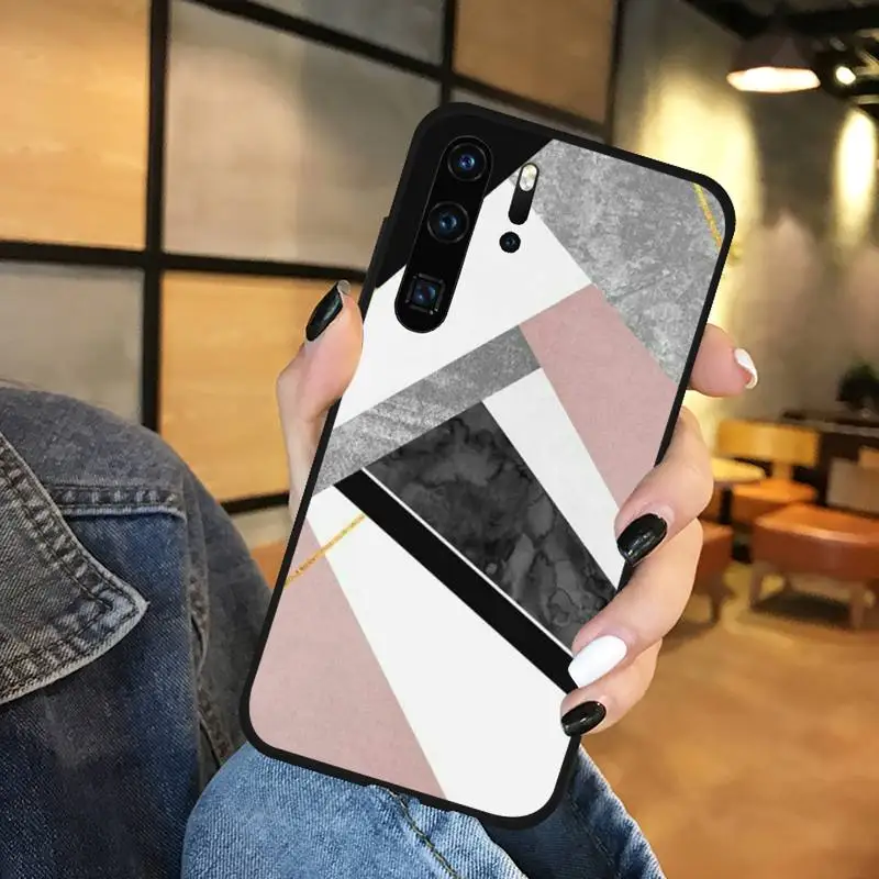 

Electroplate Geometric Marble Phone Case black For Huawei honor Mate mate P 10 9X 10i 20 30 40 y7 lite pro p smart 2019
