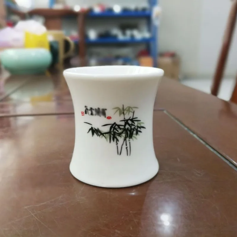 2 шт. 40 мл тонкая талия Керамика выстрел Стекло сливы Цин лотоса Stemless ради чашки