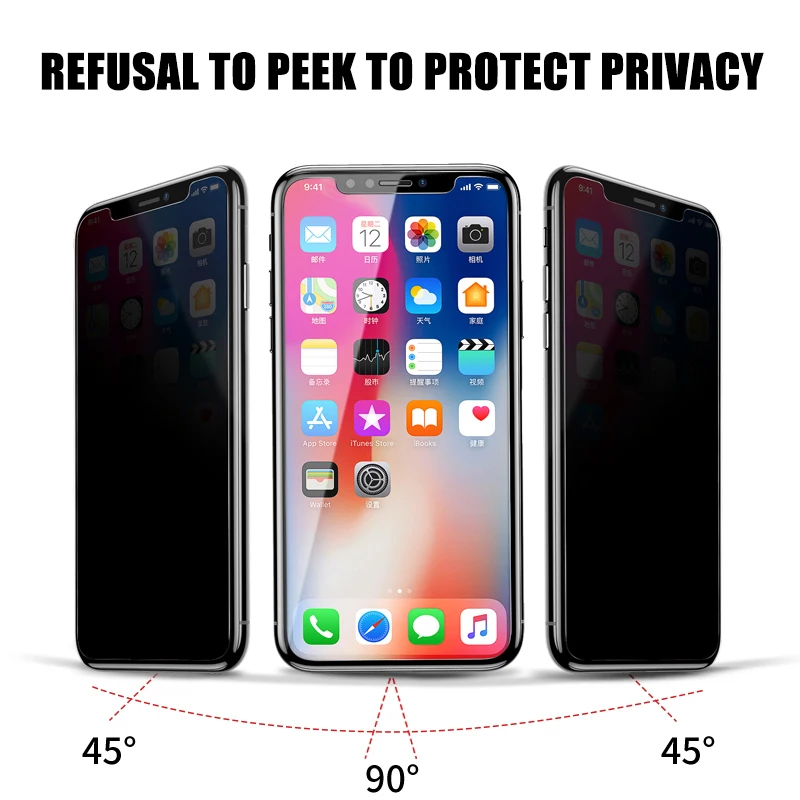 Личный протектор экрана для iPhone 11 Pro XS MAX XR антишпионское закаленное стекло для iPhone 6 6s 7 8 Plus X Защитное стекло для конфиденциальности
