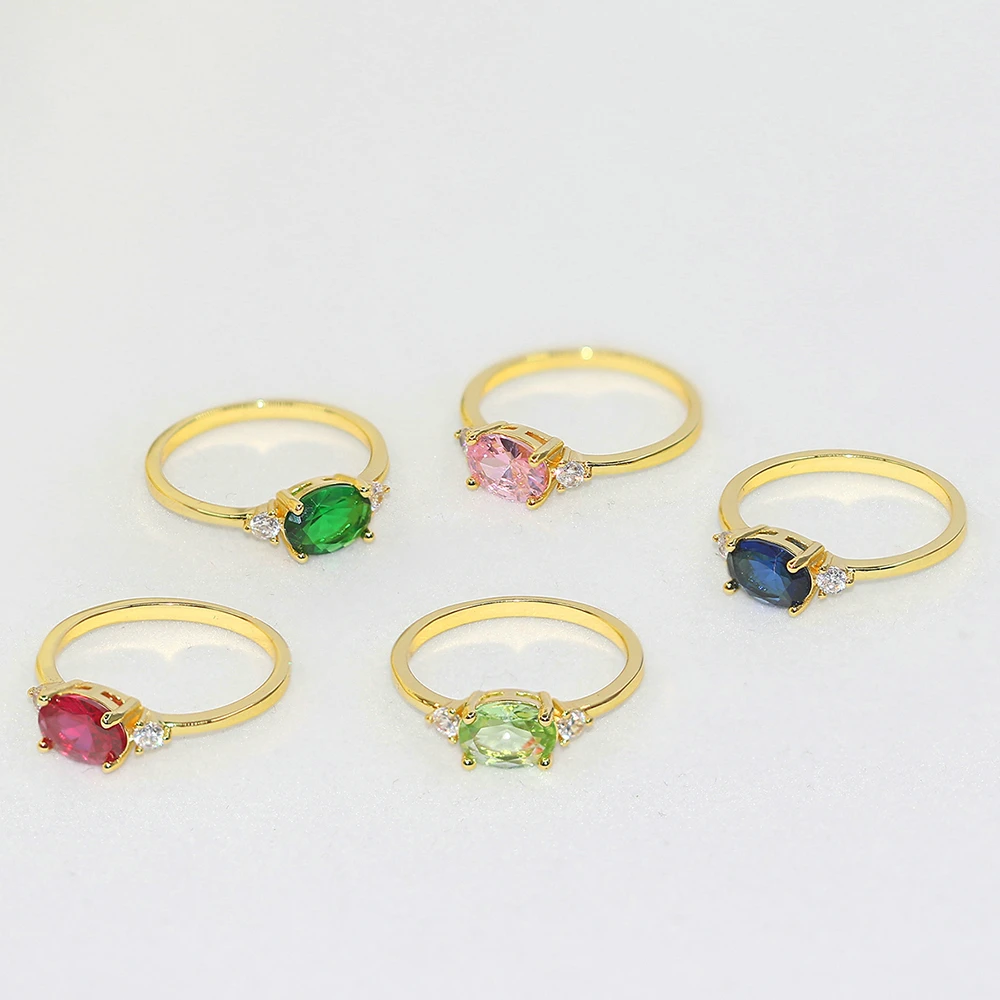 Double Fair Wedding Ring For Women Simple Classic Oval Candy Stone Zircon Light Gold Color Engagement Gift Fashion Jewelry R865 | Украшения