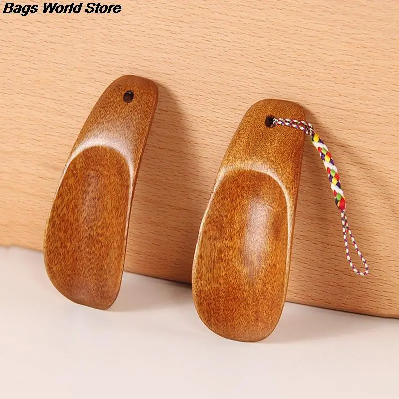 Natural Wooden Shoe Horn Portable Craft Long Handle Shoe Lifter Shoes Accessories 9*3.5cm