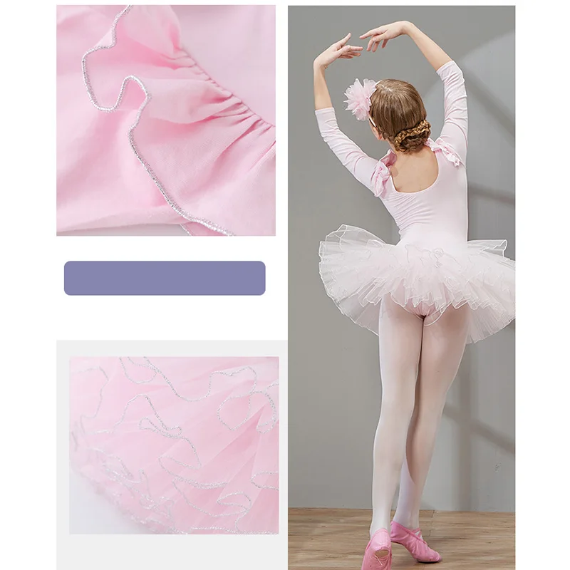 

Ballet Dress Tutu Ballet Danse for Girls Kids Children High Quality Long Sleeves Tulle Dance for Autumn and Winter
