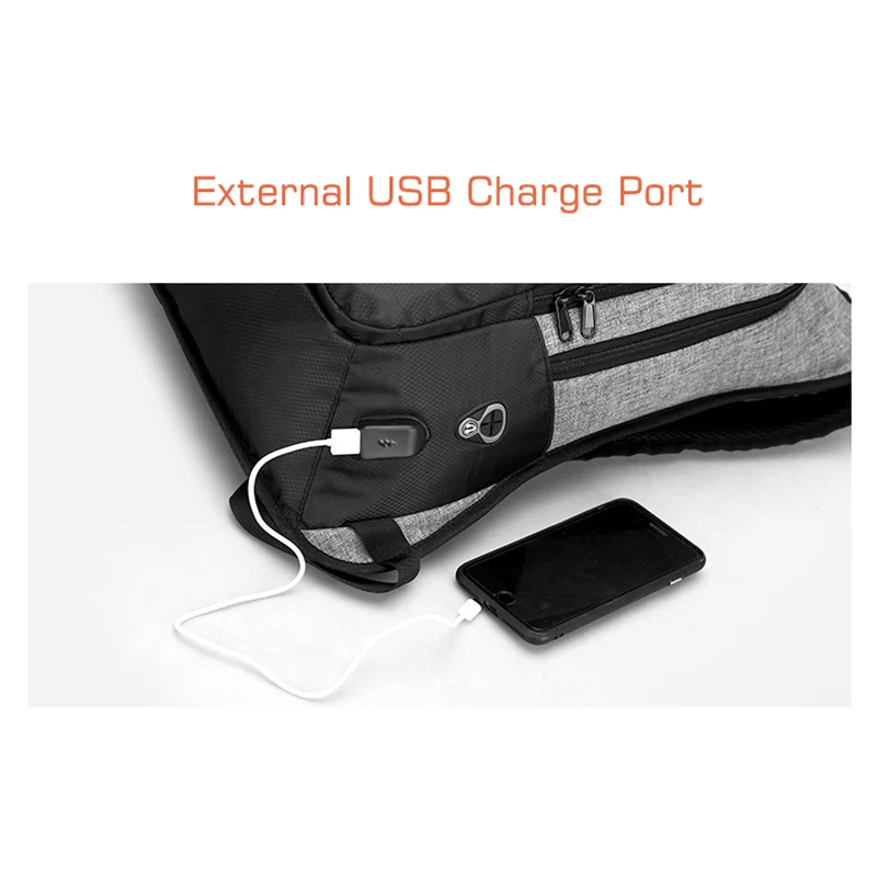 Crossten Dual Anti-theft External USB Charge 16" Laptop Bag Waterproof Backpack Casual College Schoolbag Travel Bag Rucksack