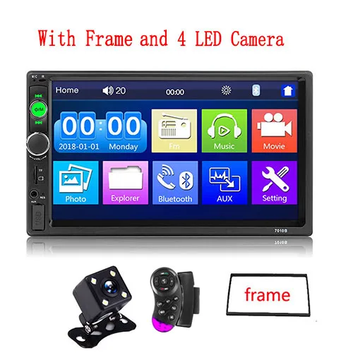 Frame 4 LED Camera Podofo 7 дюймов HD Автомобильный мультимедийный плеер 2 Din Bluetooth автомобильный Радио MP5 FM USB Авторадио сенсорный экран аудио стерео камера заднего вида - Цвет: Frame 4 LED Camera