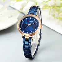 curren women watches luxury metal bracelet wristwatch classy fashion quartz clock blue female stainless steel dress watch