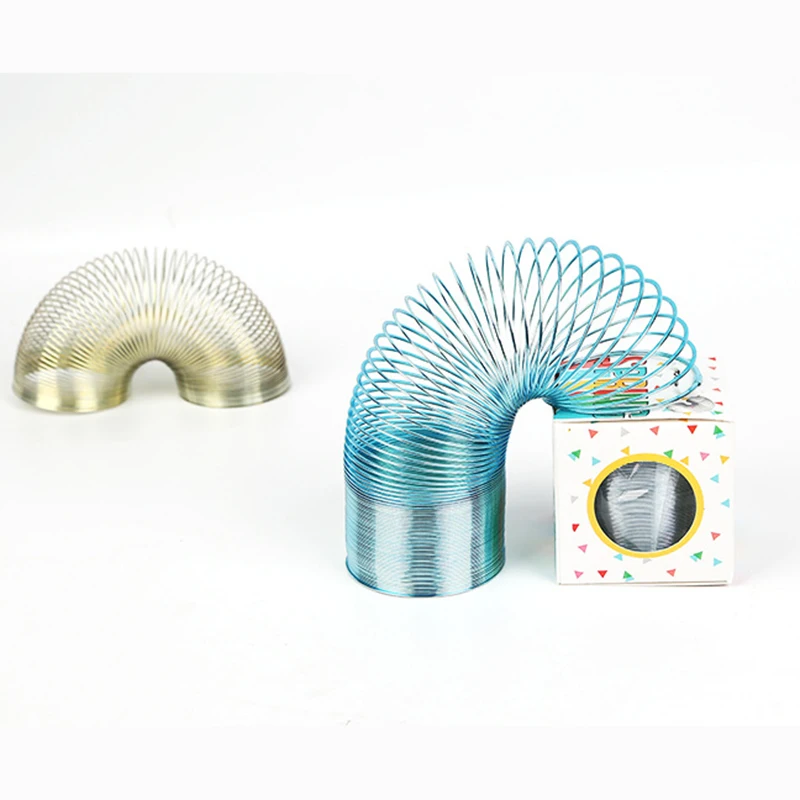 

1Pcs 48x58mm Flat Metal Rainbow Circle Funny Classic Wave Ring Spring Toys Multi Color Magic Science Spring