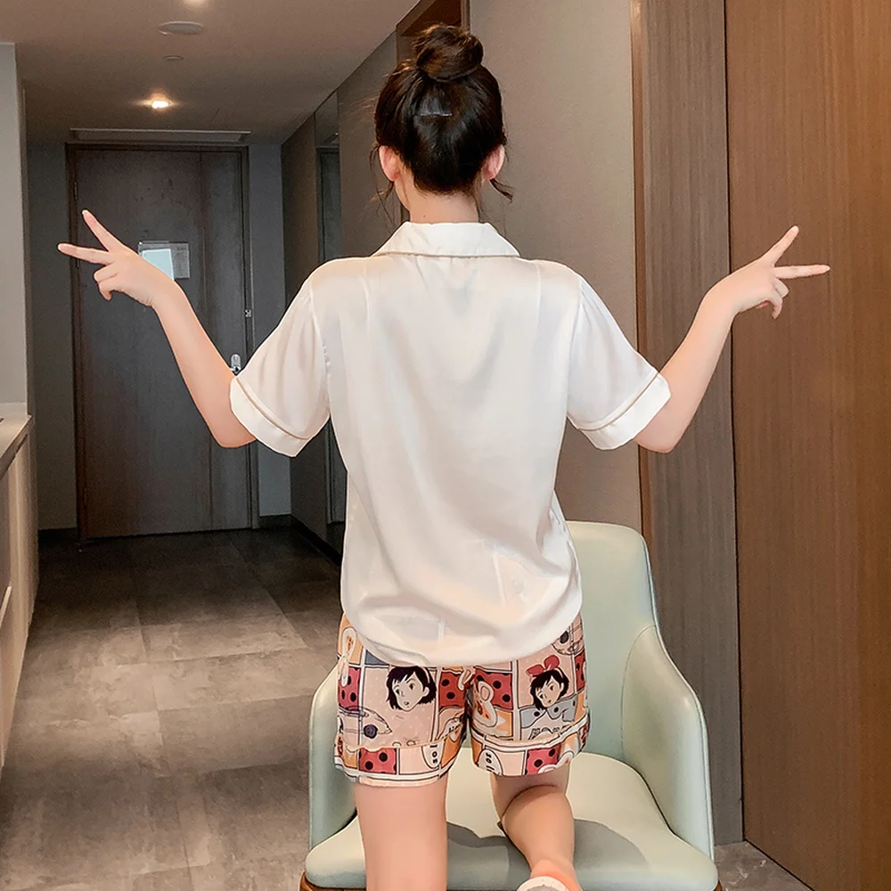 2020 Шелковая пижама из льда и снега летние новые шорты с коротким рукавом комплект