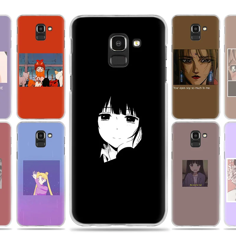 Грустно аниме девочка заблокированном экране чехол для samsung Galaxy A50 A80 A70 A60 A40 A30 A20 A20e A10 A9 A7 A6 плюс Note 8 9 10 Pro