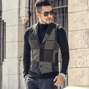 Мужской весенний приталенный пиджак, шерстяной Повседневный пиджак в ретро-стиле, в клетку, в европейском стиле, M242