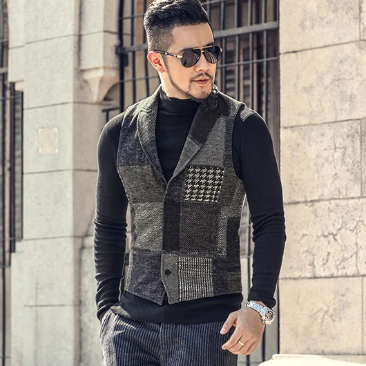 Мужской Блейзер M242 весенний клетчатый блейзер в стиле ретро Повседневный