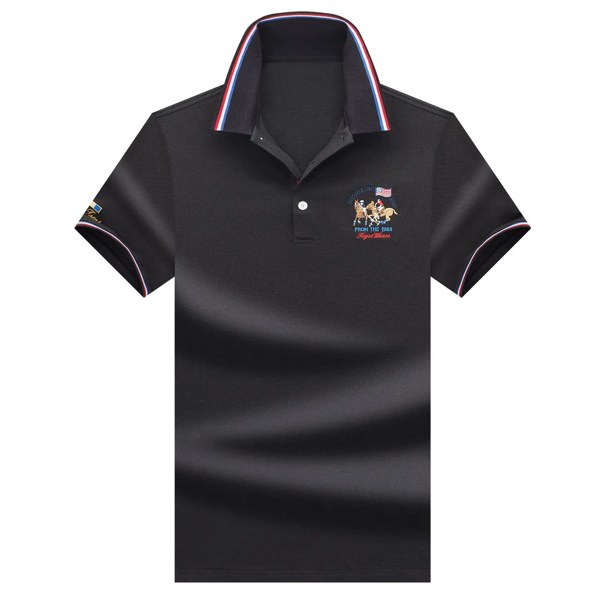 9572 black Новинка, мужские рубашки поло с коротким рукавом, лето, высокое качество, мужская хлопковая однотонная Повседневная рубашка поло, Мужская брендовая одежда, поло AY8341 - Цвет: 9572 black