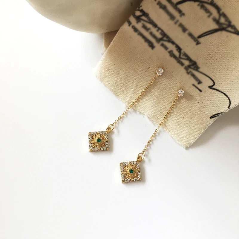 S925 модные ювелирные изделия тонкая цепь висячие серьги цветок блестящие нежные