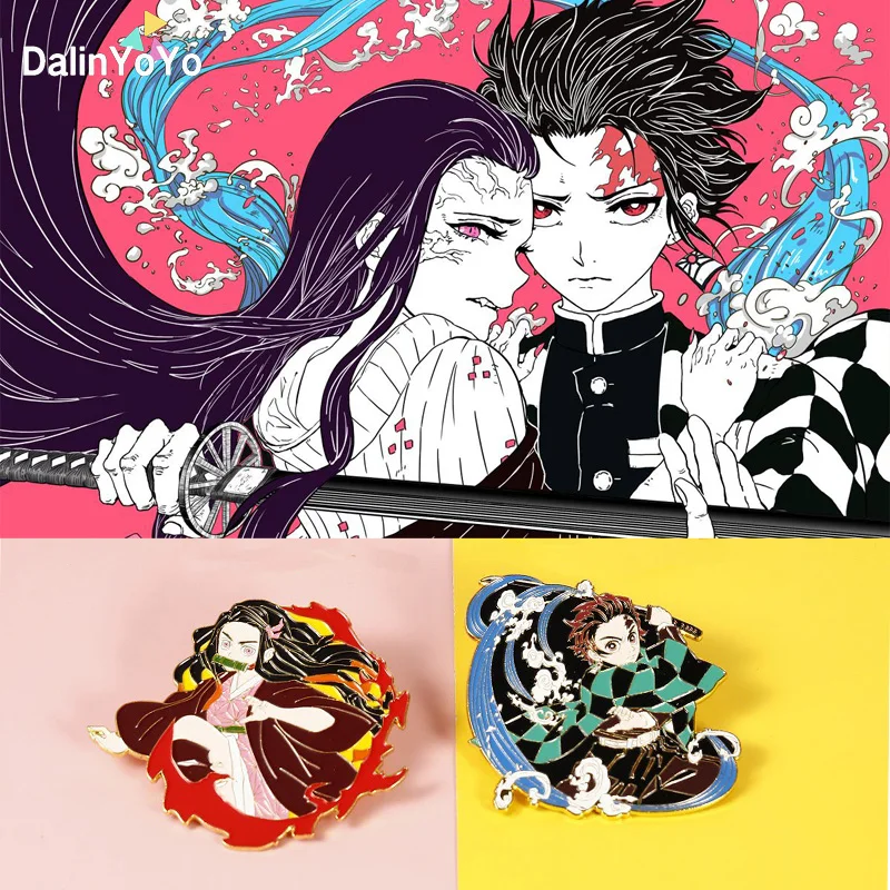 

Anime Demon Slayer Kimetsu No Yaiba Brooch Kamado Nezuko Tanjirou Cosplay Metal Brooches Badge Pin Accessories Gifts For Friends