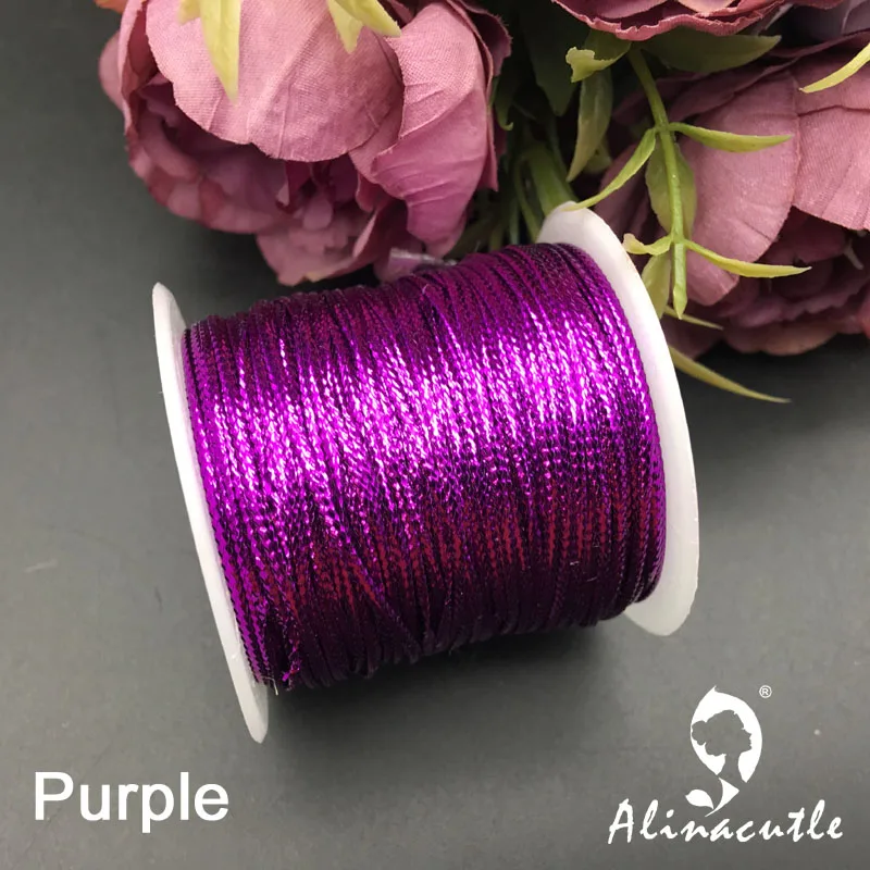Purple 20 метров 1 мм канат Золотой Серебряный Красный шнур нить веревка шнур лента веревка бирка линейный браслет Изготовление Нескользящая одежда подарок деко - Цвет: Purple