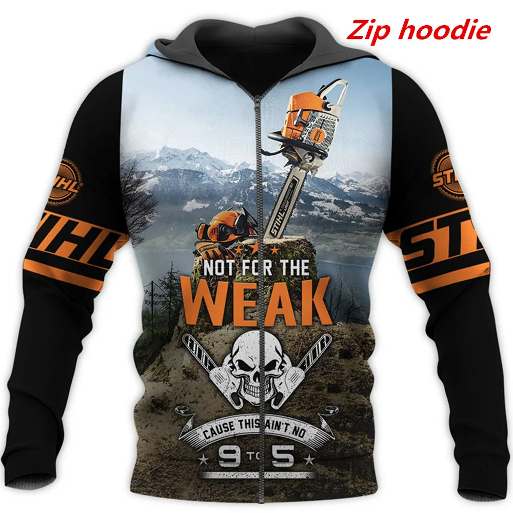 

Nova impressão 3d bela ferramenta arte motosserra moletom com capuz com zíper unisex moda casual moletom