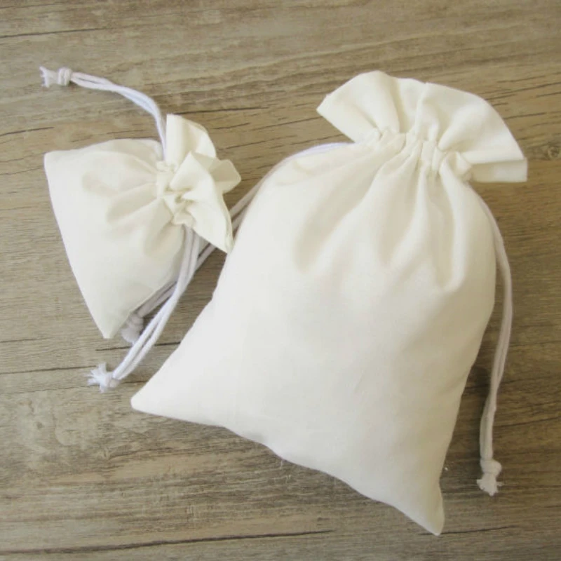 100PCS Polyester Cotton Pouch Jewelry Bags Packgaing Party Wedding Gift Reusable Sachet Drawstring Pocket Sack Custom Logo Print | Украшения