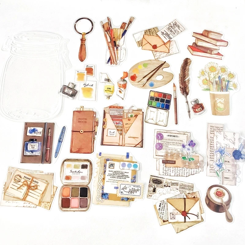 20 pcs Big Size Stationery Accessories Decorative Stickers Handbook Journal Decoration