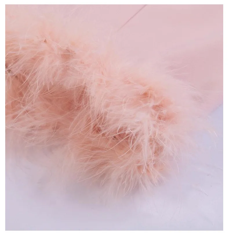 

BacklakeGirls 2020 Sling Style Crystal Straps Cocktail Dress Feathers Party Knitted Mini Bodycon Dress Vestidos De Coctel
