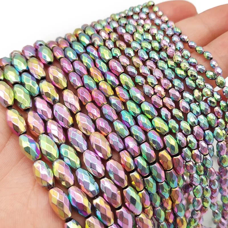 

Light Purple Faceted Rice Grains Oval Hematite Natural Stone 3x5/4x6/5x8MM Loose Beads For Jewelry Making Diy Bracelets Necklace